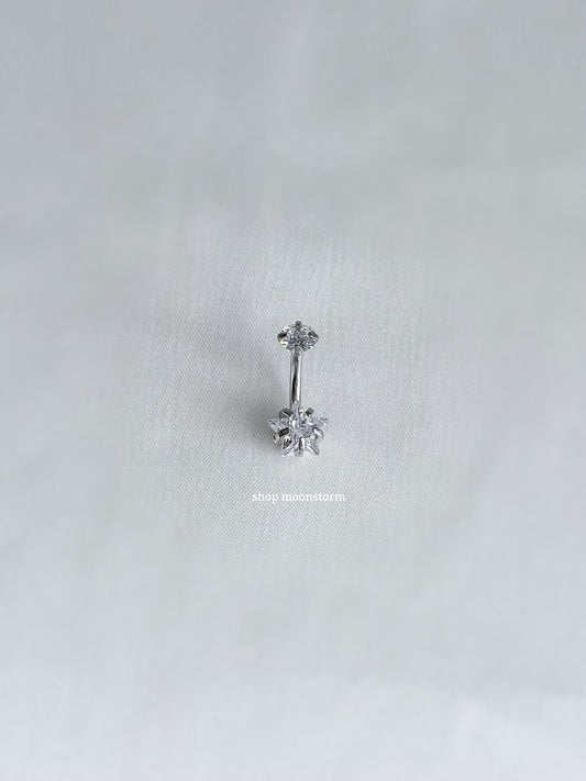 Silver Diamond Star Belly Ring