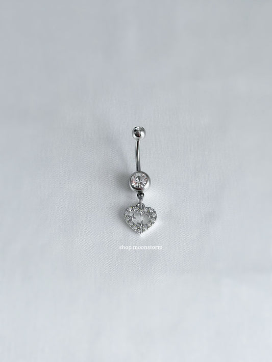 Silver Heart & Stars Belly Ring