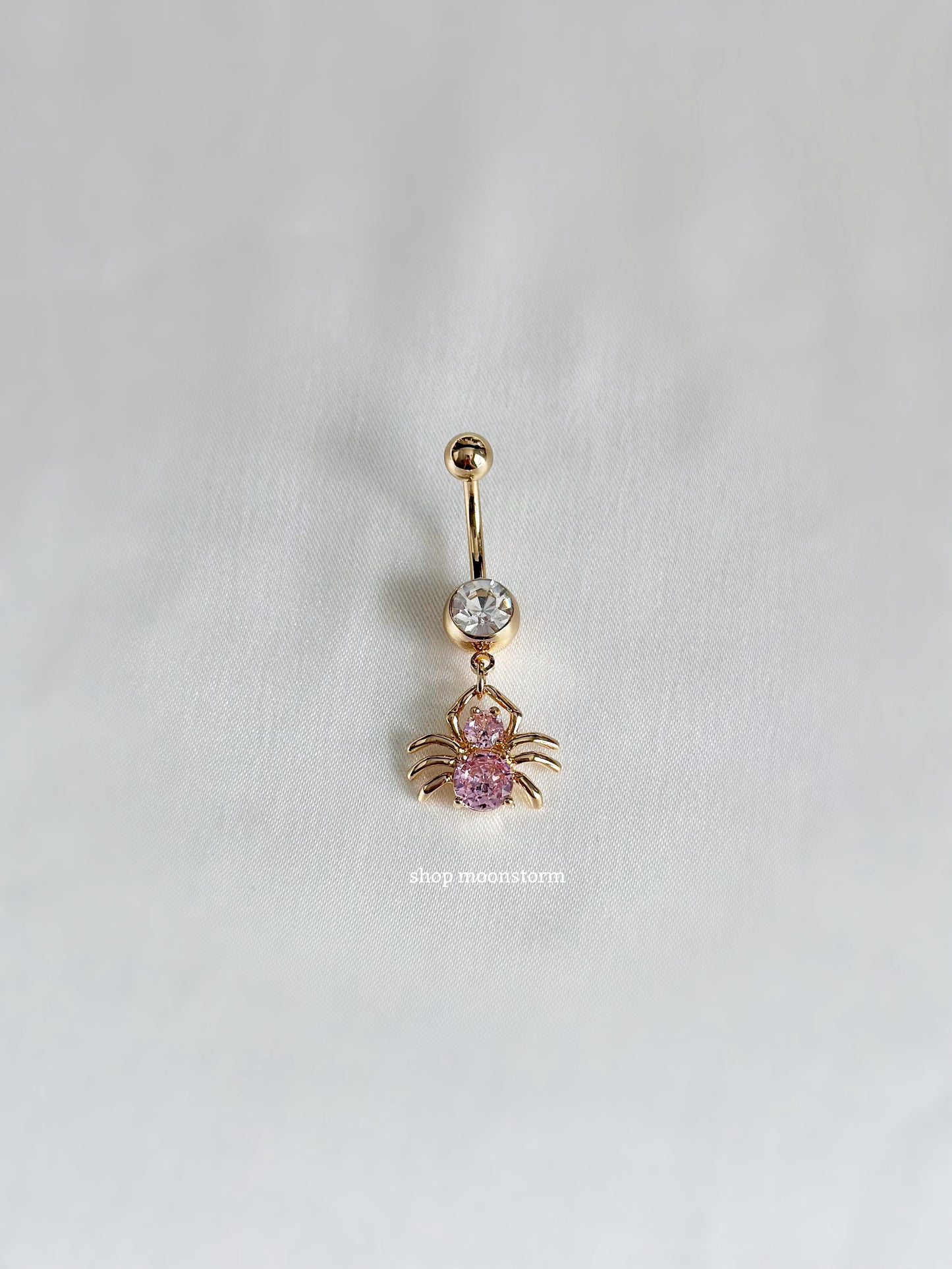 Pink Spider Belly Ring