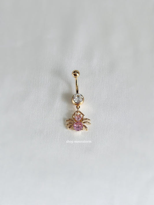 Pink Spider Belly Ring