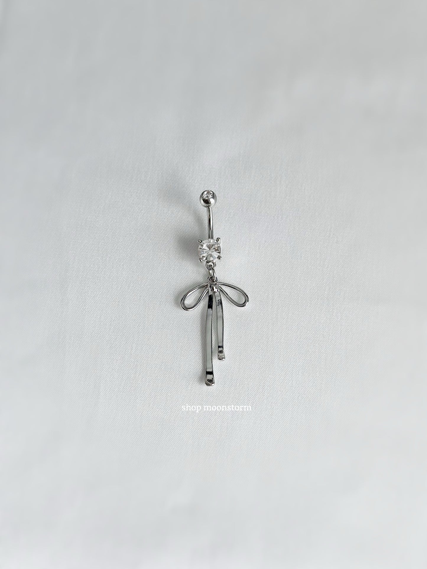 Silver Belle Ribbon Bow Belly Ring