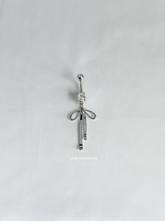 Silver Belle Ribbon Bow Belly Ring