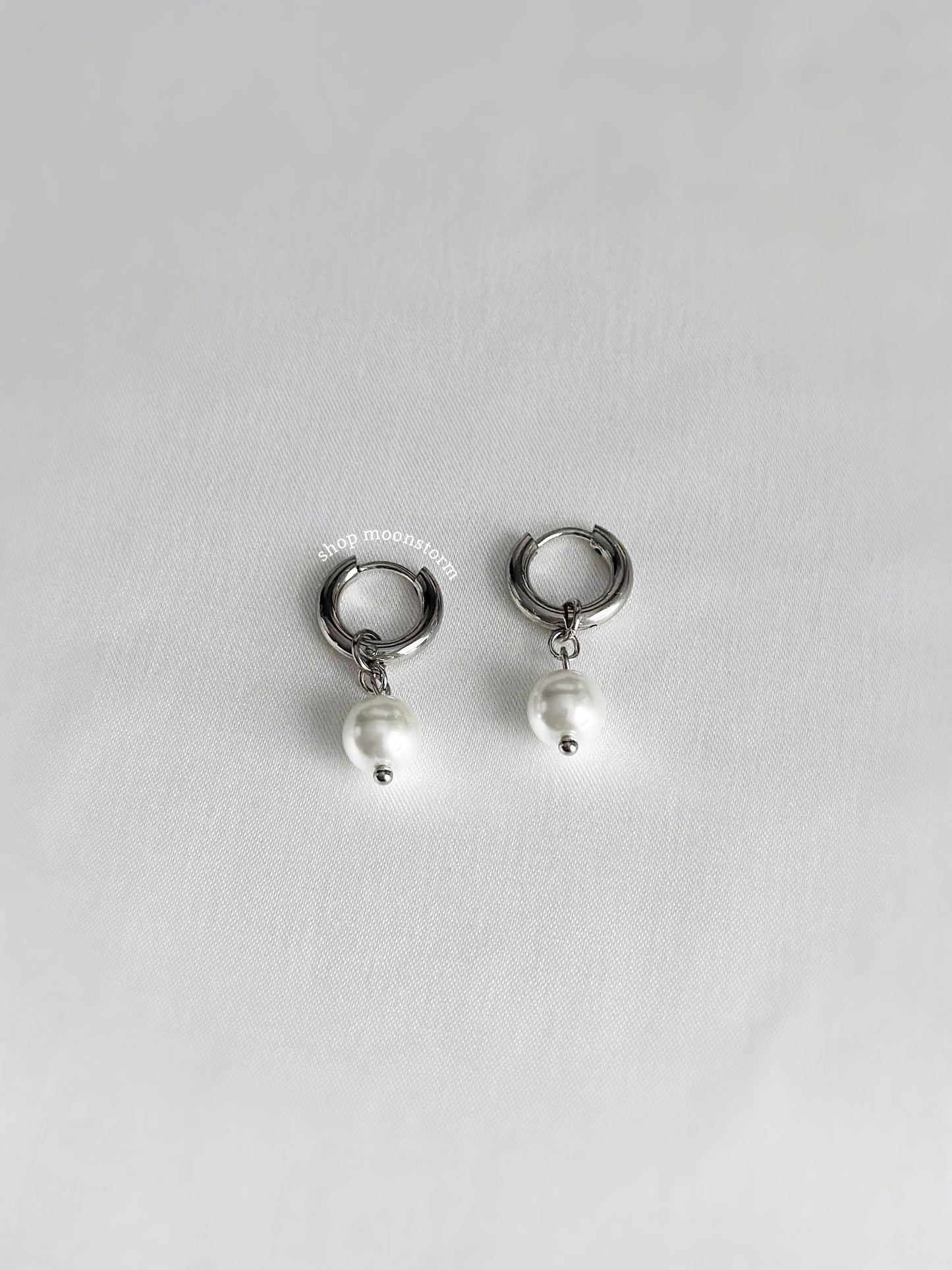 Classic Silver Pearl Hoop Earrings