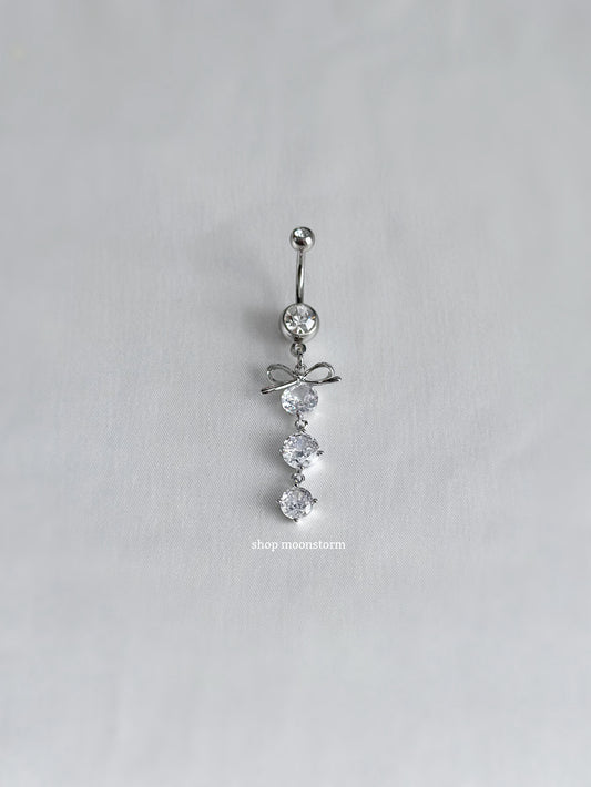 Clear Ribbon Bow Dangle Belly Ring