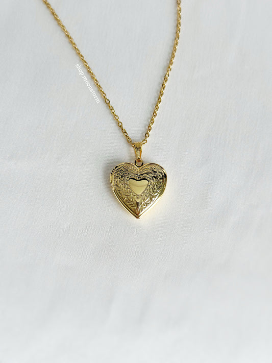 Gold Floral Locket Necklace