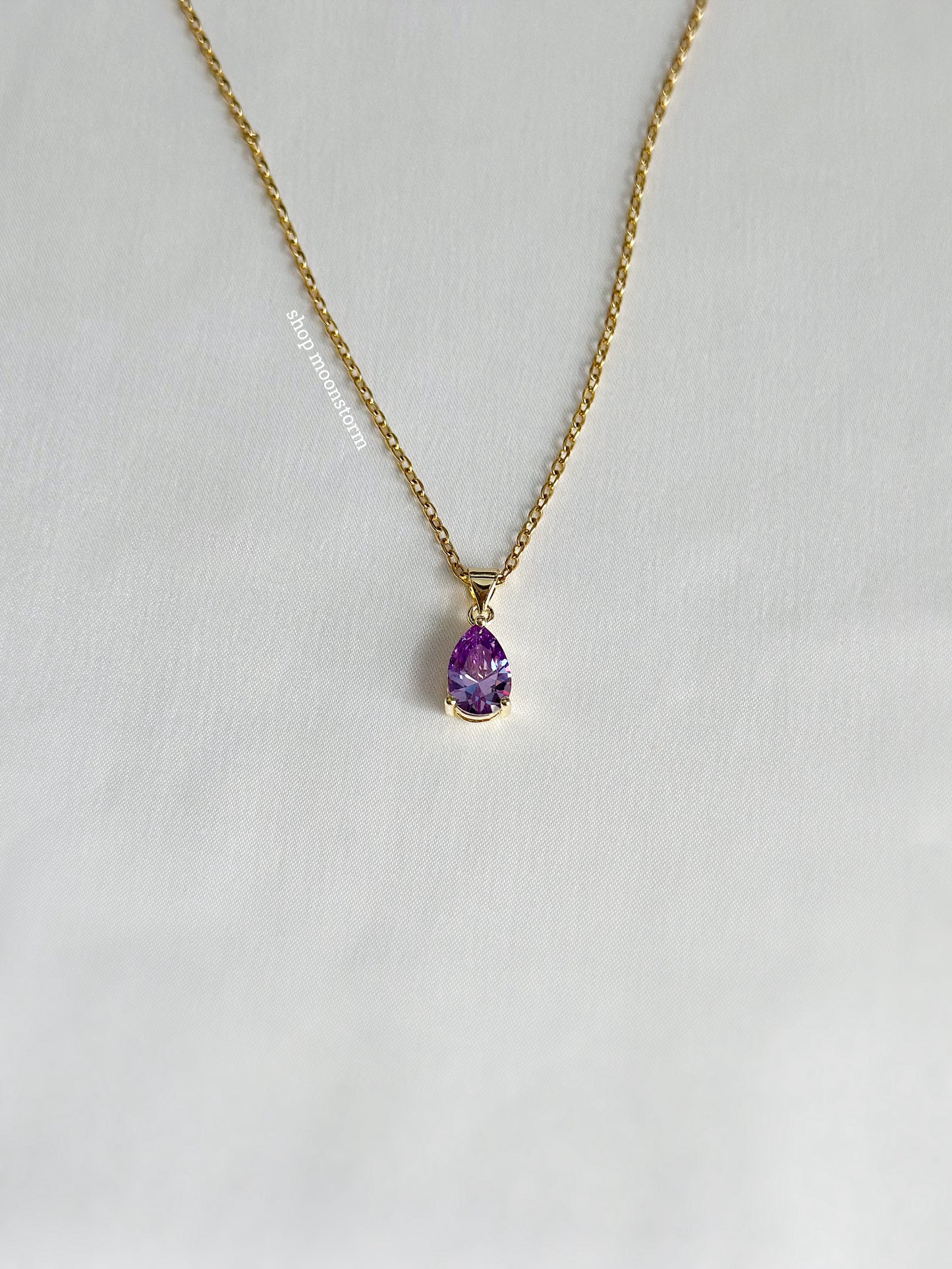 Amethyst Teardrop Crystal Necklace