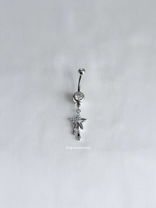 Silver Dripping Star Belly Ring