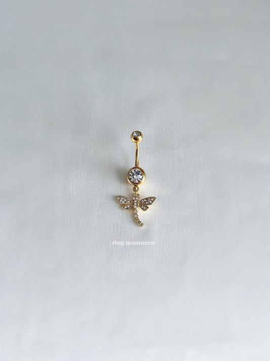 Gold Dragonfly Belly Ring