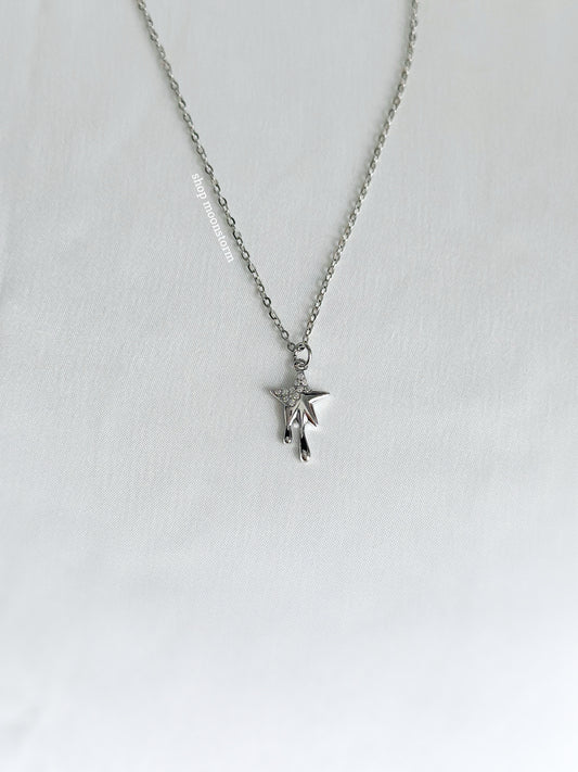 Silver Dripping Star Necklace