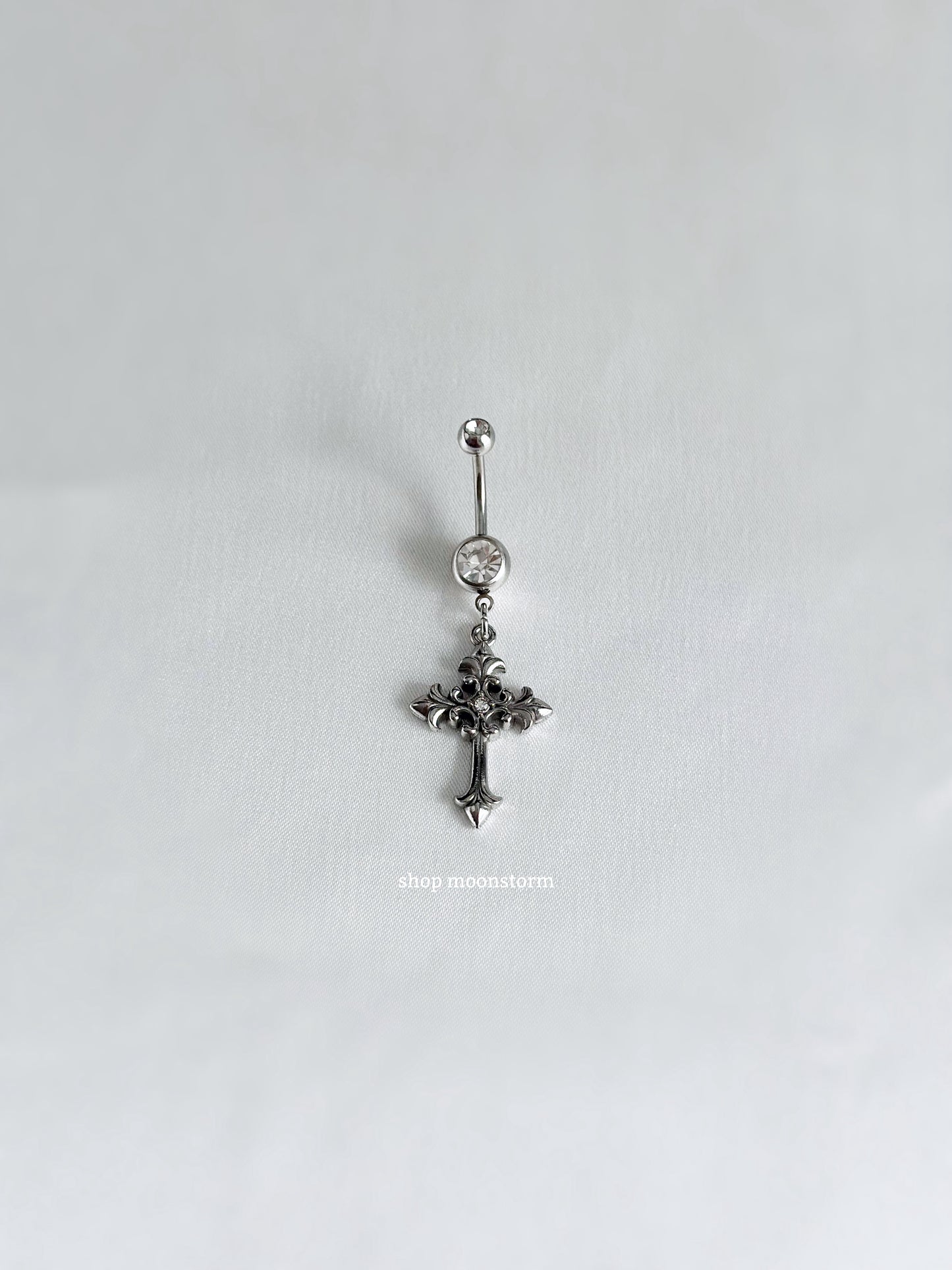 Silver Gothic Cross Belly Ring