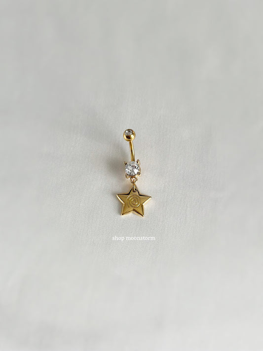 Gold Star Swirl Belly Ring