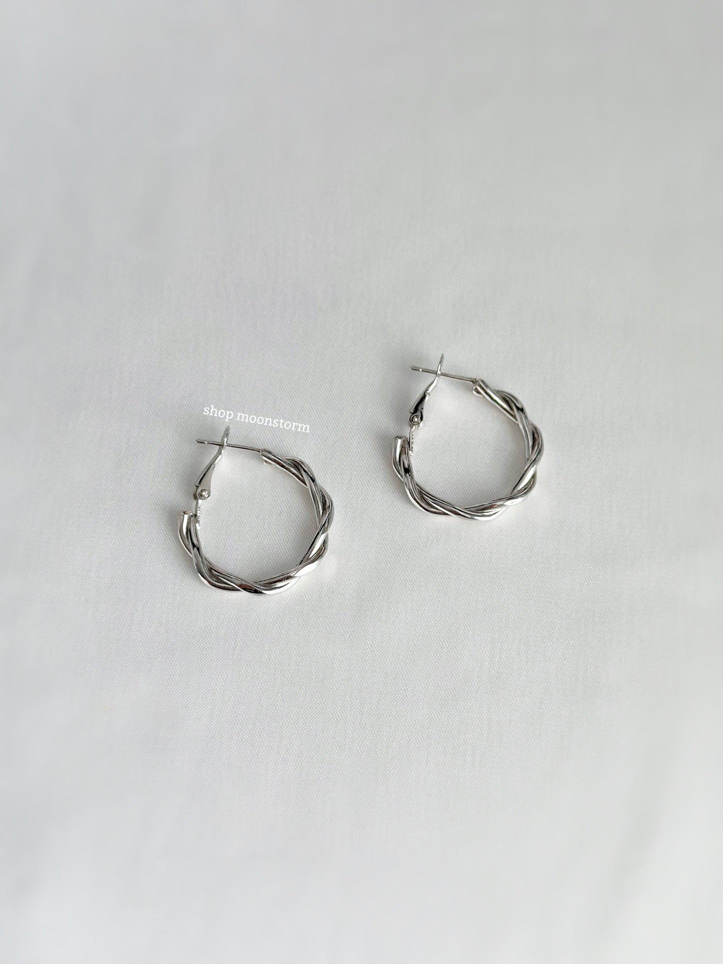 30mm Silver Twist Hoop Earrings