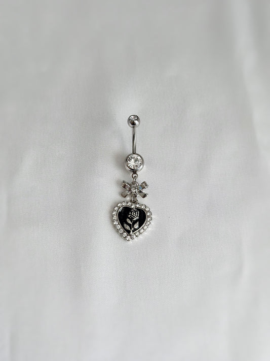 Ribbon Bow & Rose Heart Belly Ring