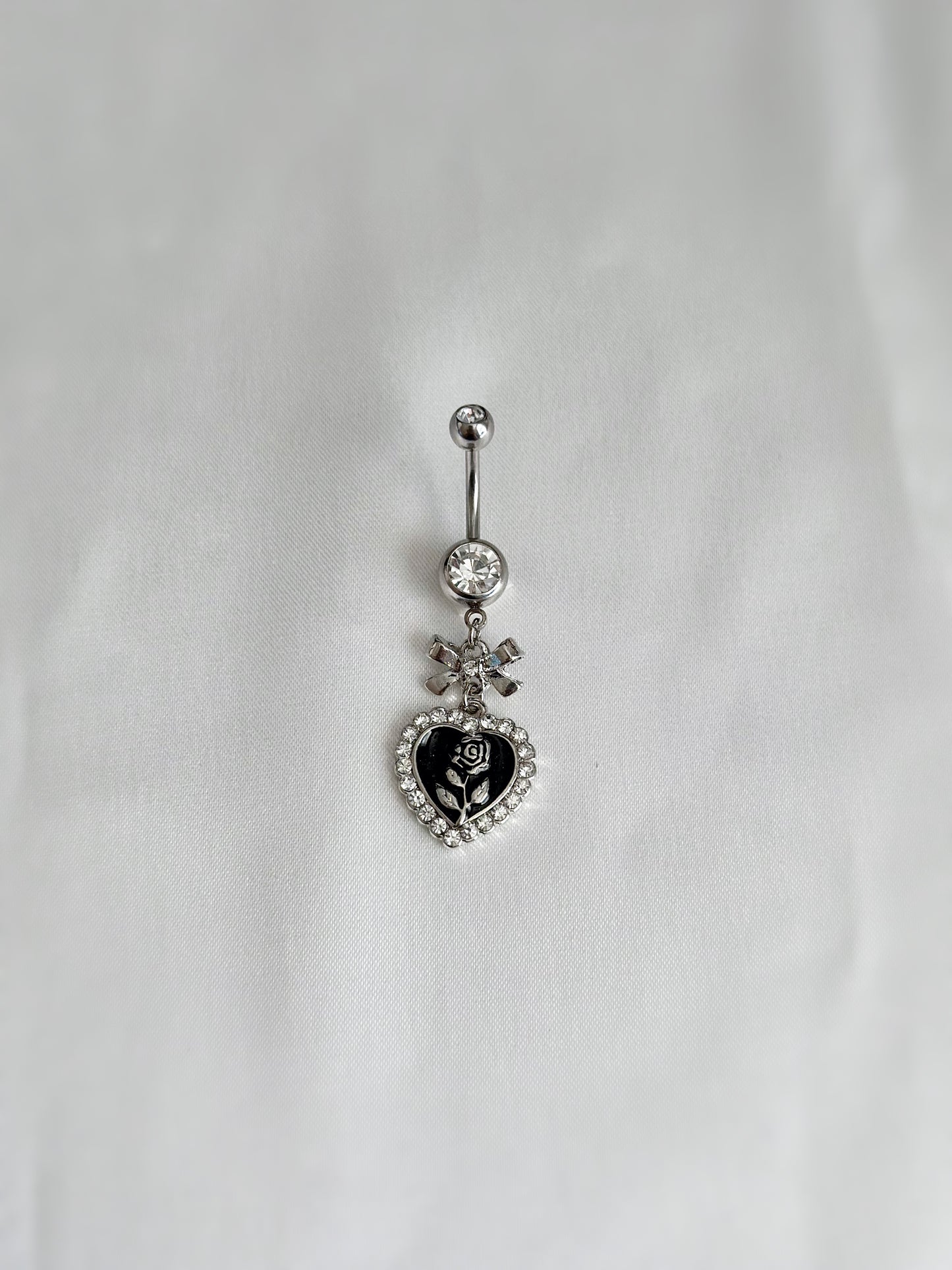 Ribbon Bow & Rose Heart Belly Ring