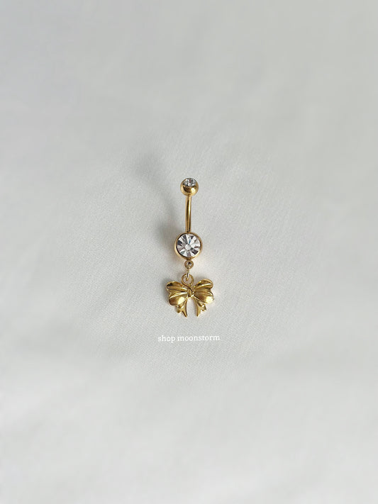 Gold Lux Ribbon Bow Belly Ring