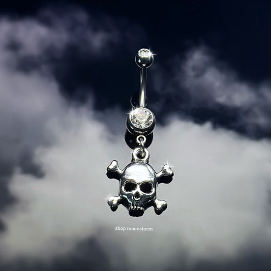 Silver Skull Belly Ring