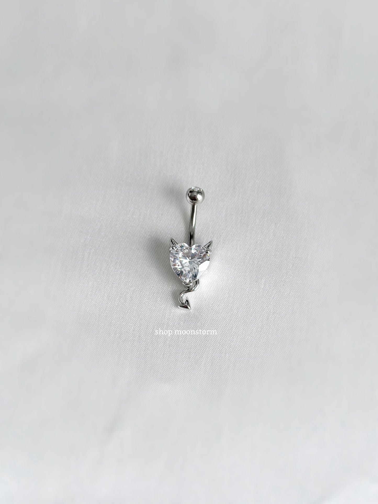 Silver Devil Heart Belly Ring