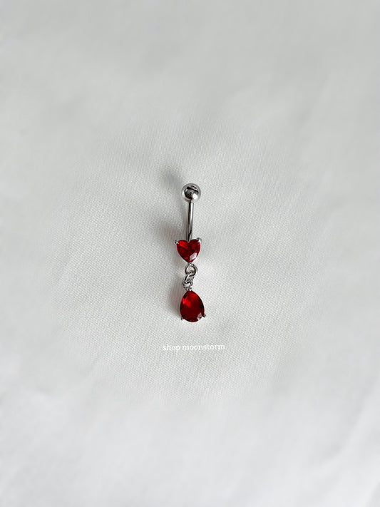 Red Teardrop Heart Belly Ring