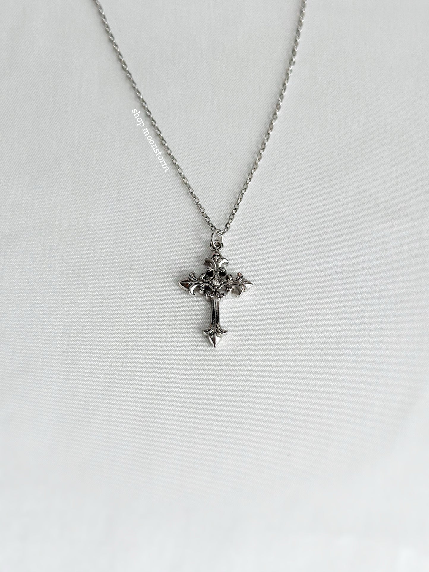 Silver Gothic Cross Necklace