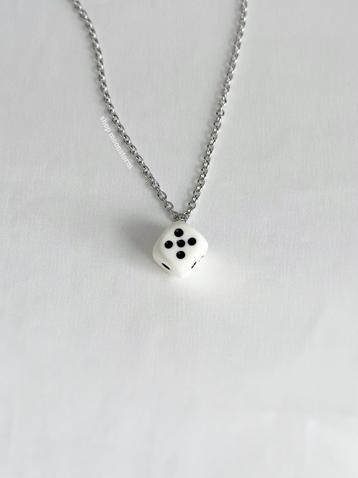 White Dice Necklace