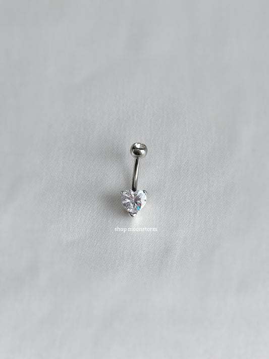 Clear Heart Belly Ring