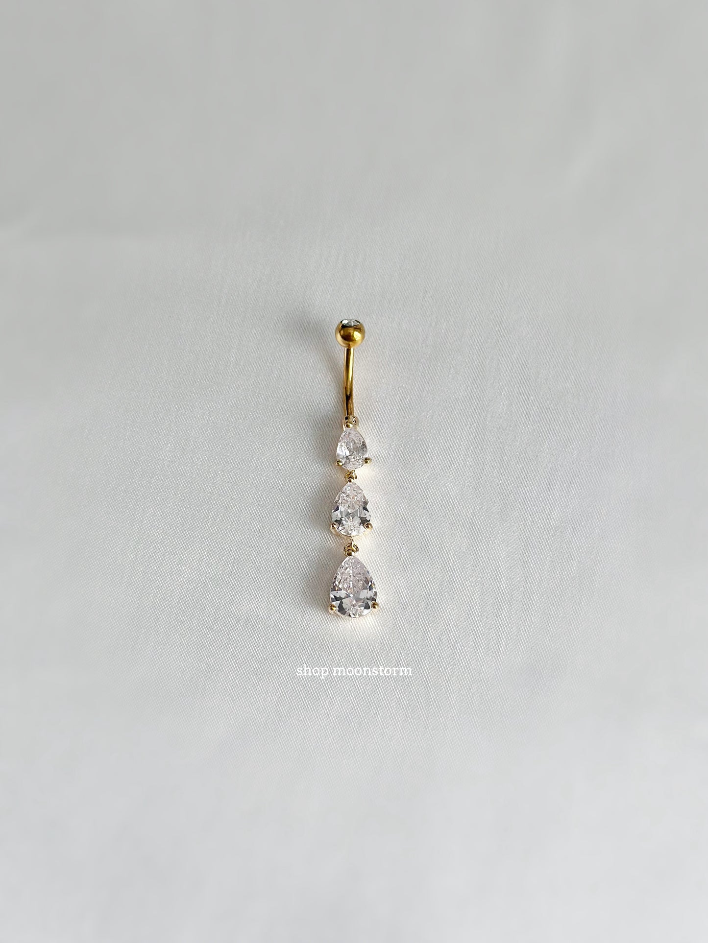 Gold Triple Teardrop Belly Ring