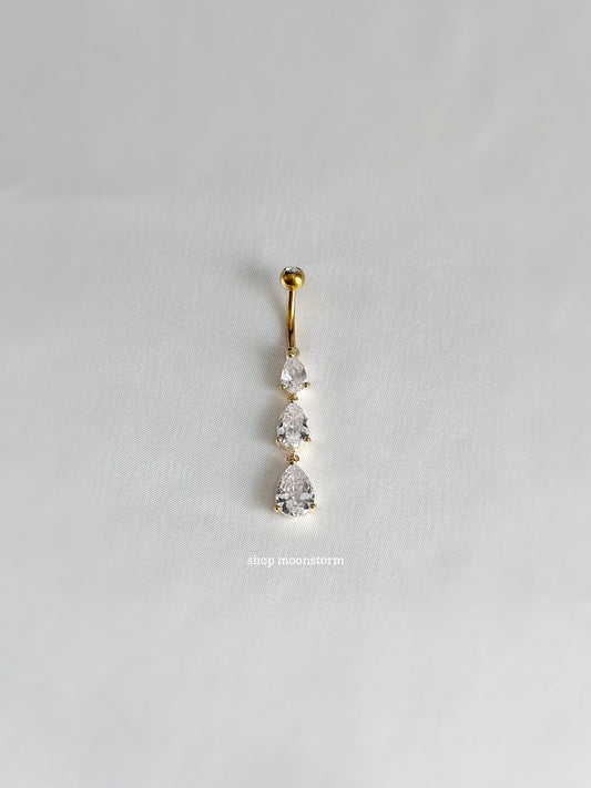 Gold Triple Teardrop Belly Ring