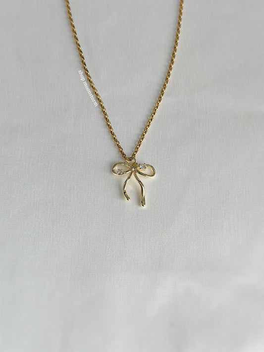 Gold Dazzle Bow Necklace