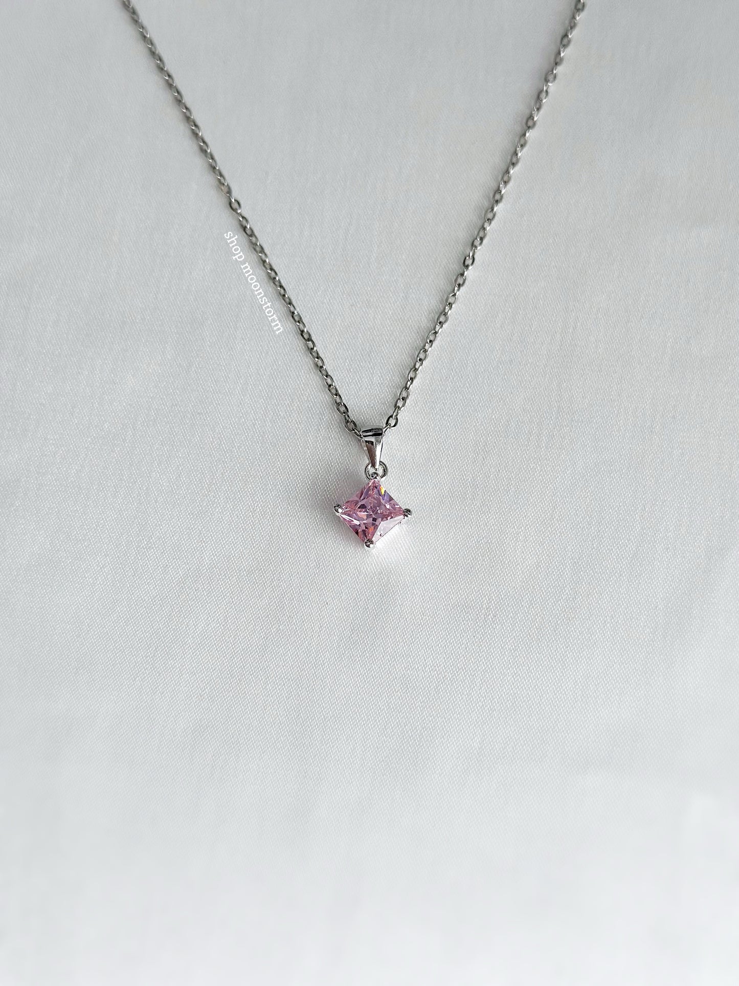 CZ Rose Quartz Necklace