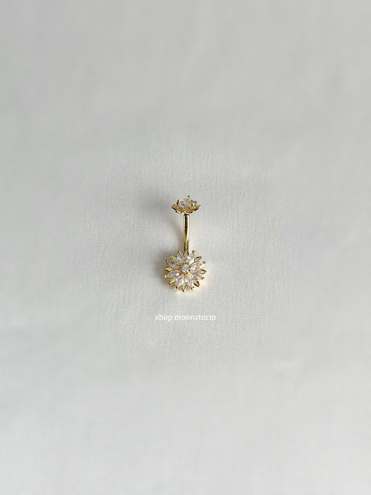 Gold Diamond Flower Belly Ring