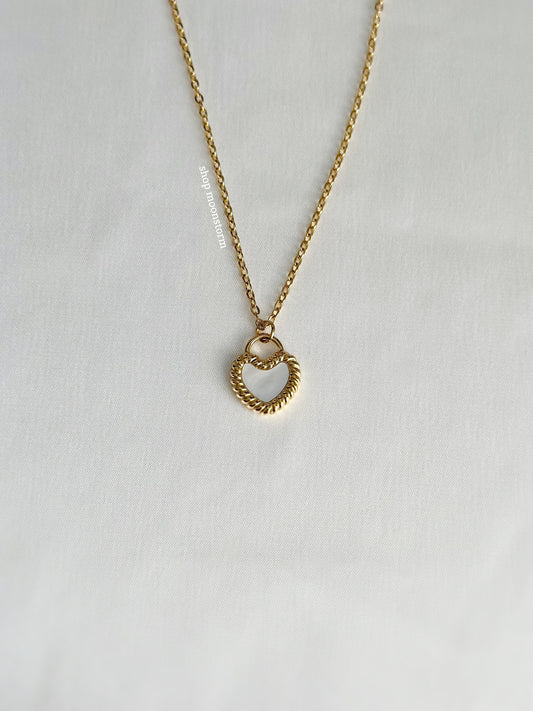 Gold Reversible Heart Shell Necklace