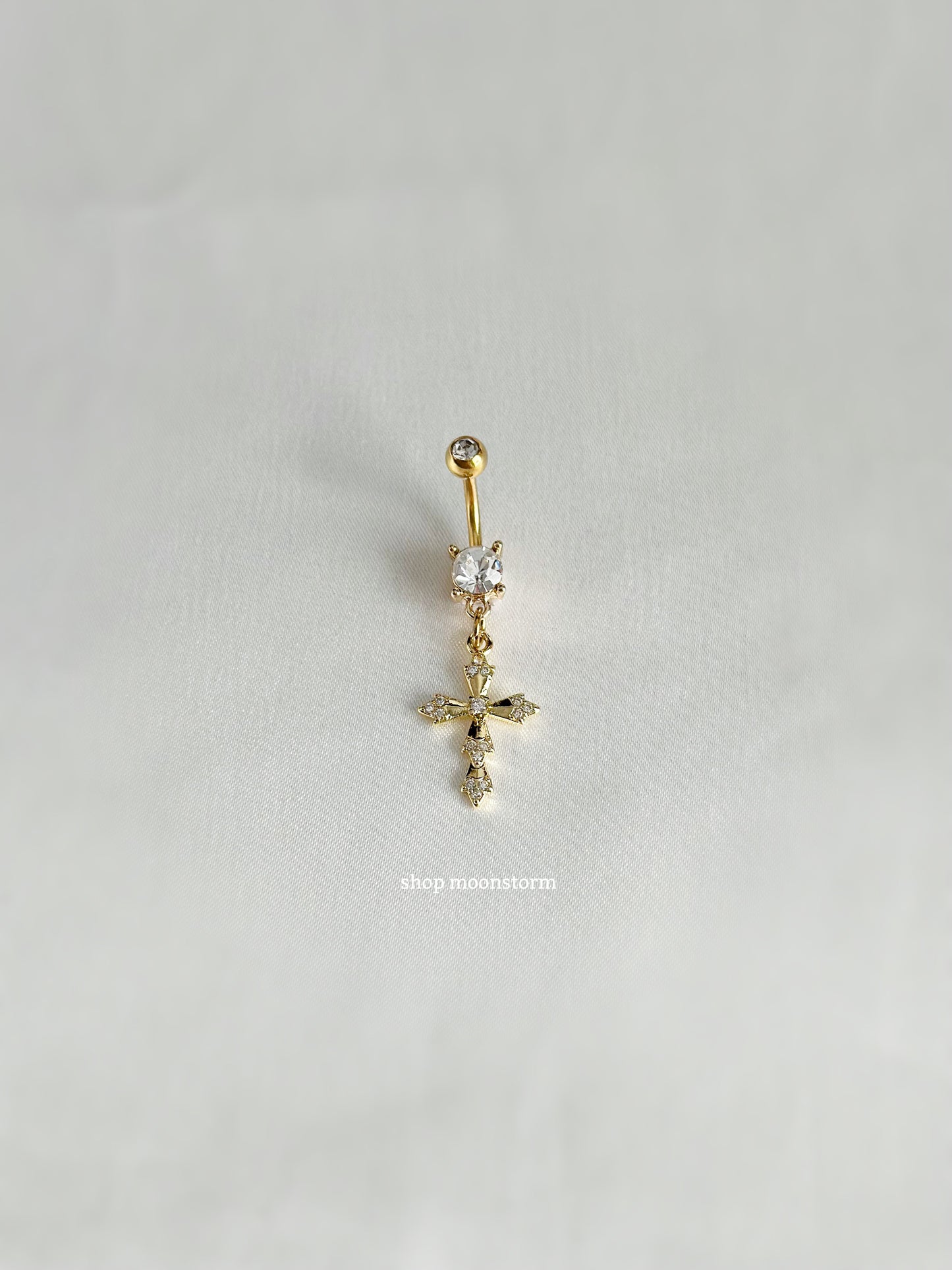 Gold Dazzle Cross Belly Ring