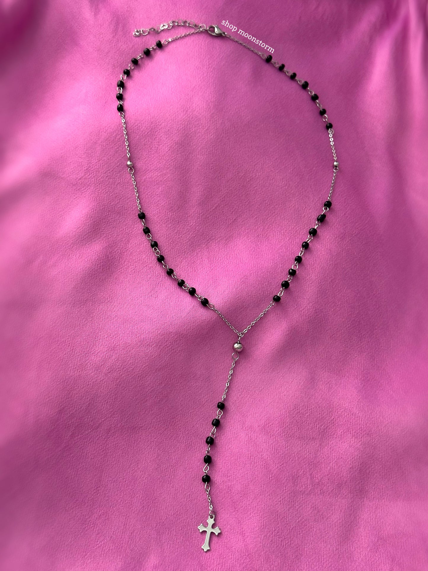 Goth Cross Rosary Necklace