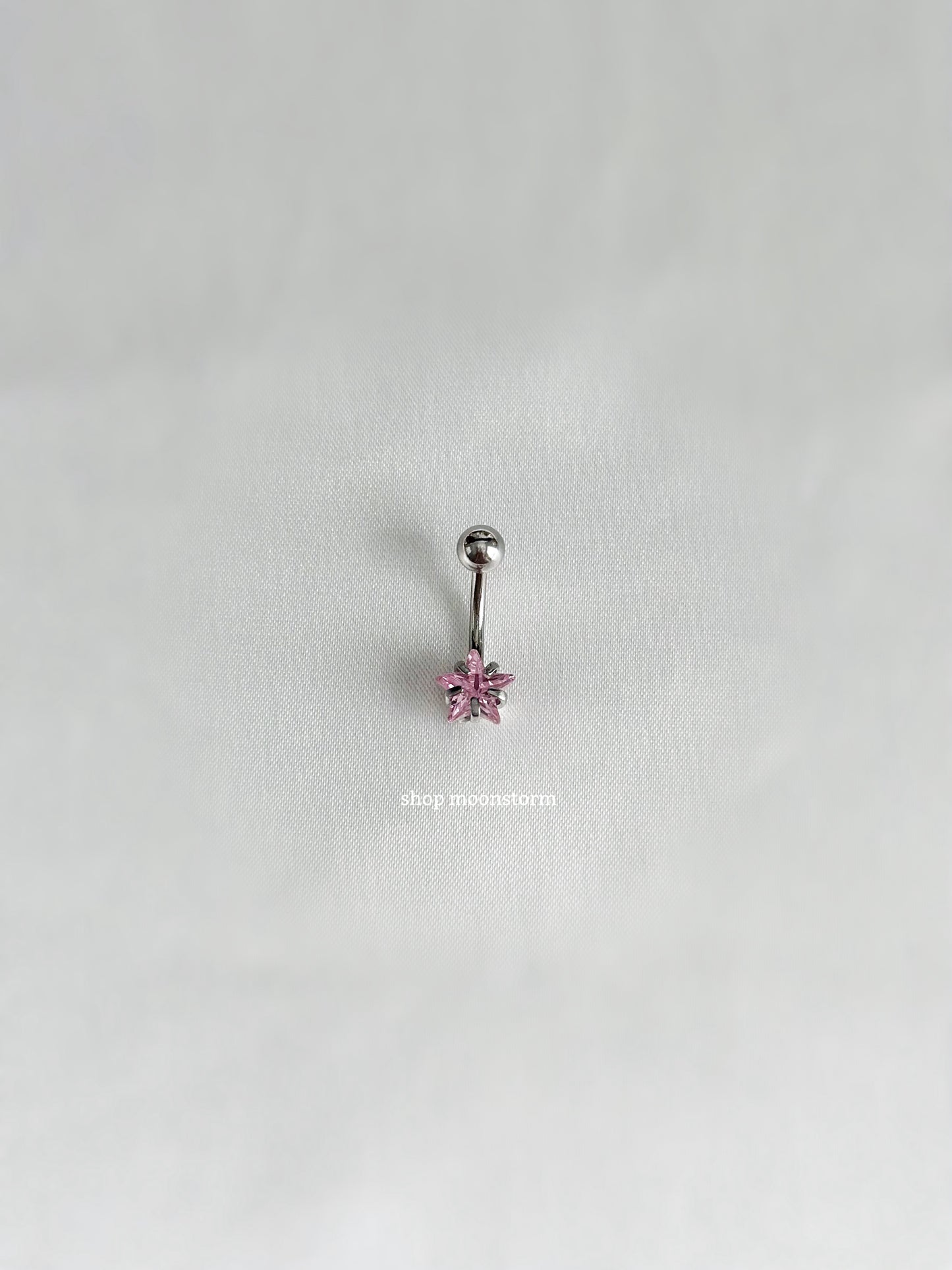 Pink Diamond Star Belly Ring