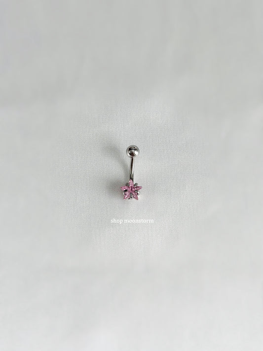 Pink Diamond Star Belly Ring