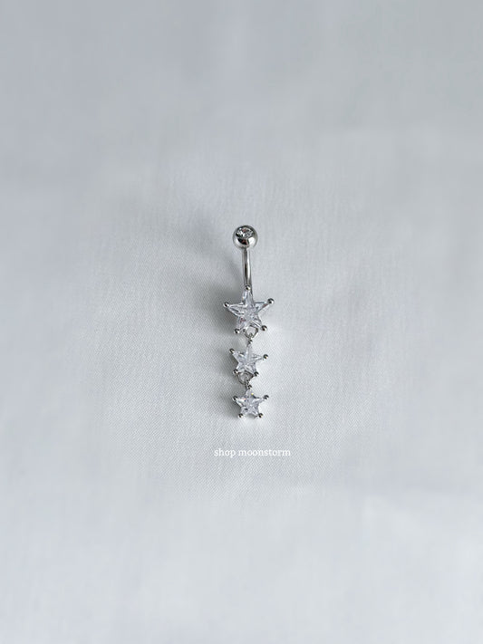 Silver Triple Star Dangle Belly Ring