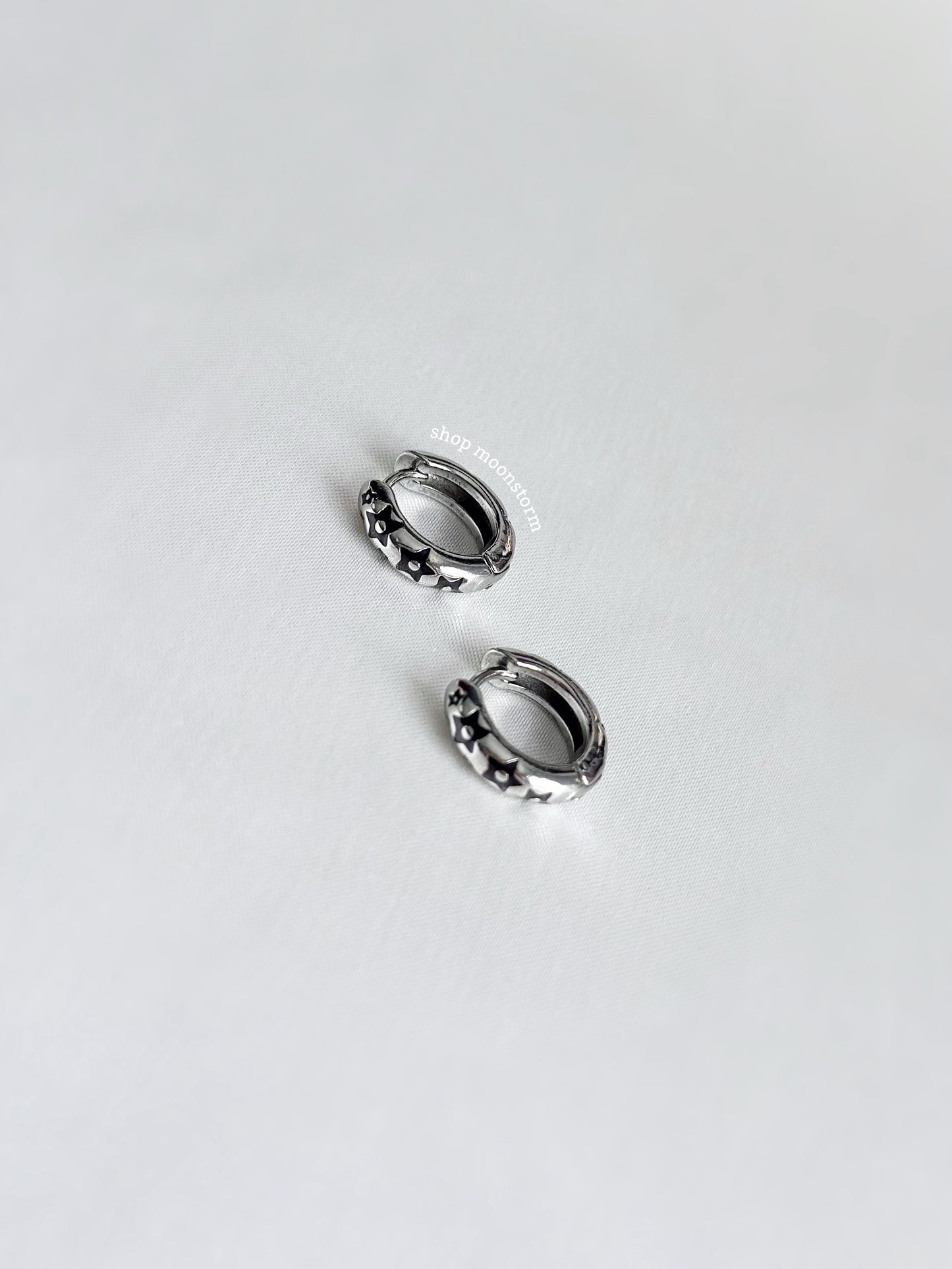 Lucky Black Star Hoop Earrings