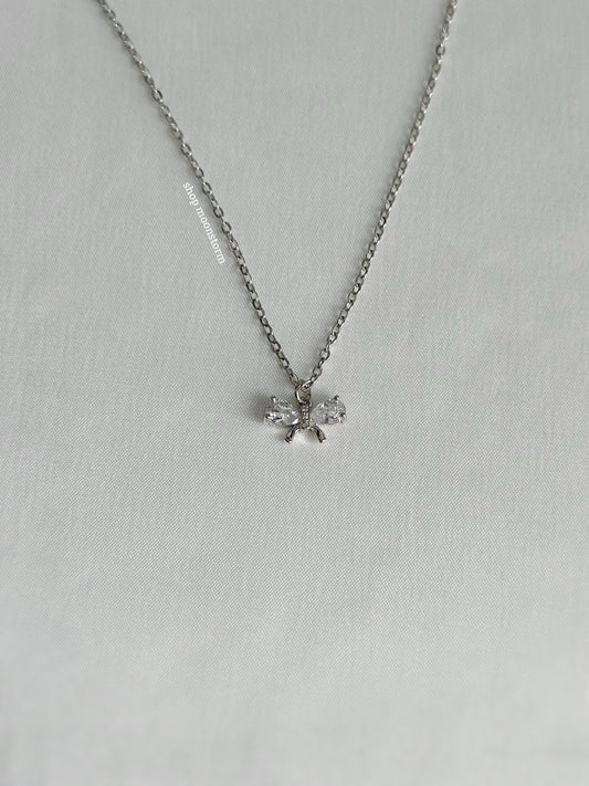 Forever Ribbon Bow Necklace (Silver Version)