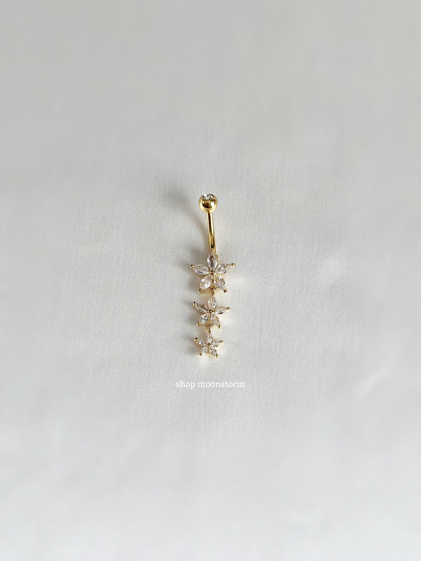 Gold Triple Flower Belly Ring