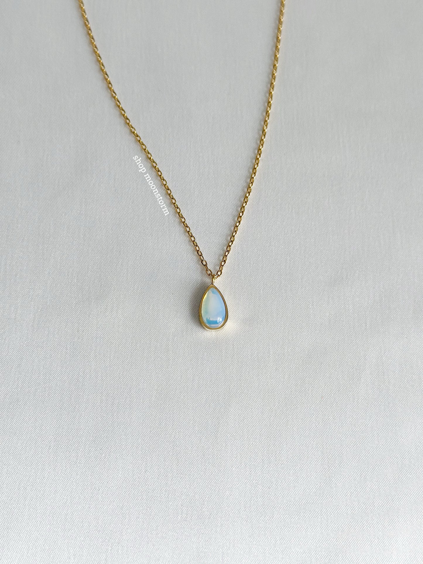 Gold Teardrop Opal Necklace