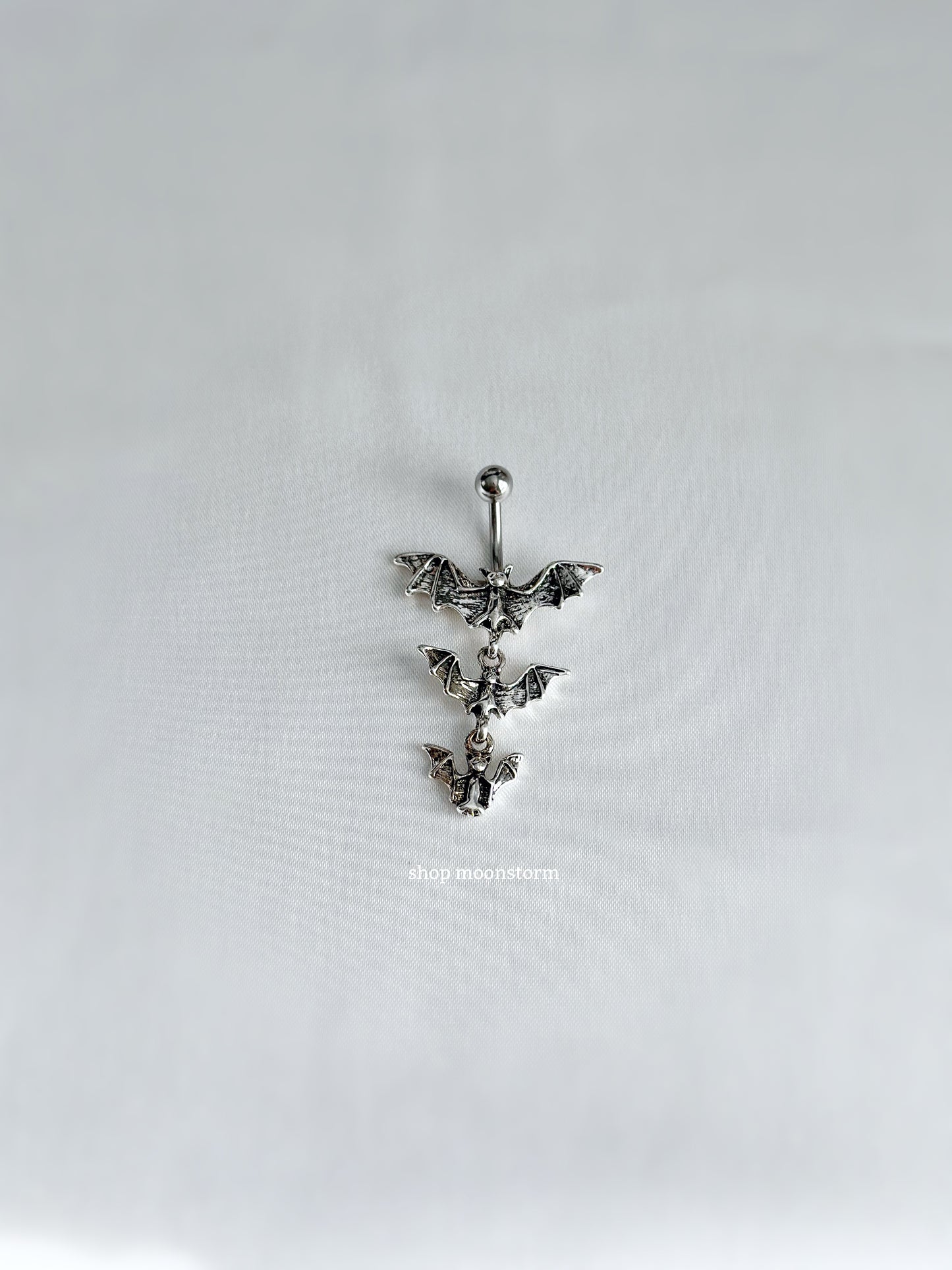 Silver Triple Bat Belly Ring