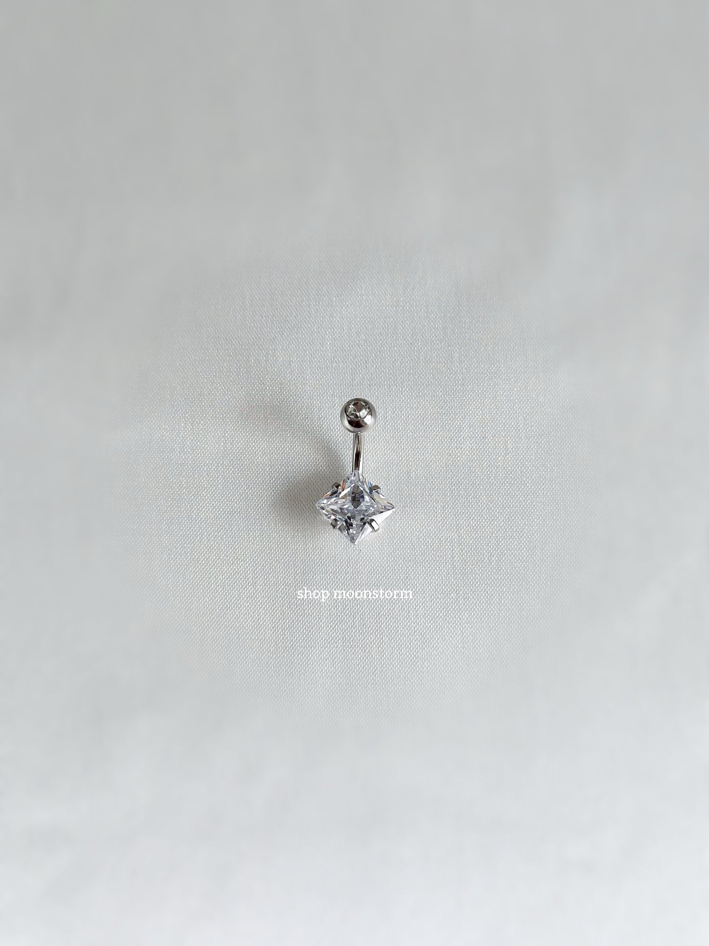 Silver Diamond Belly Ring