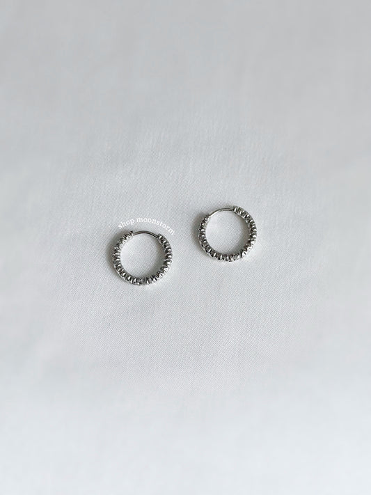 12mm Silver Textured Hoop Earrings