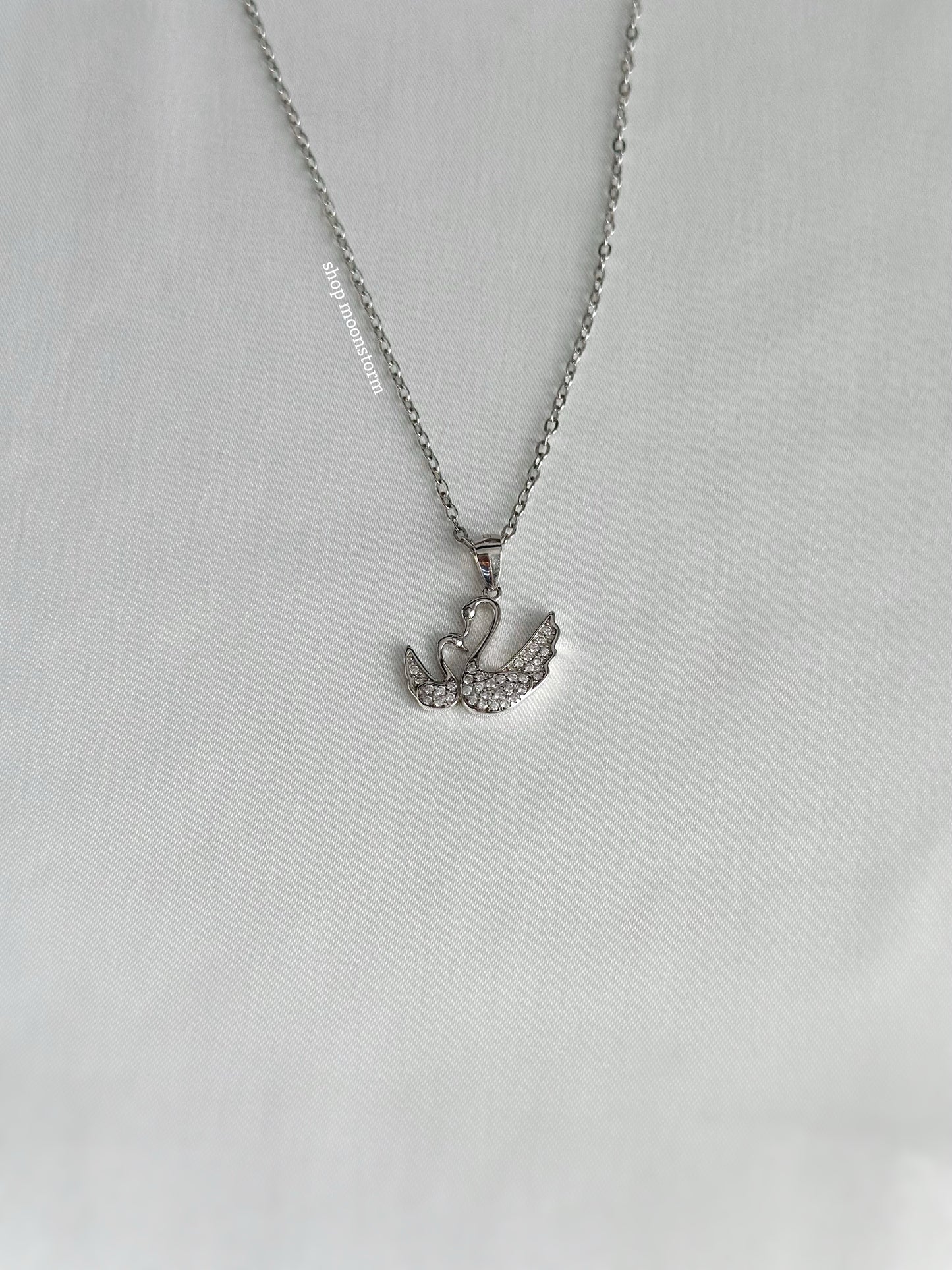 Diamond Swans Necklace