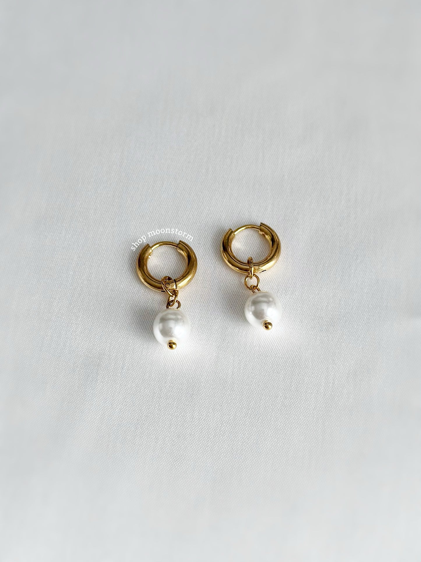 Classic Gold Pearl Hoop Earrings