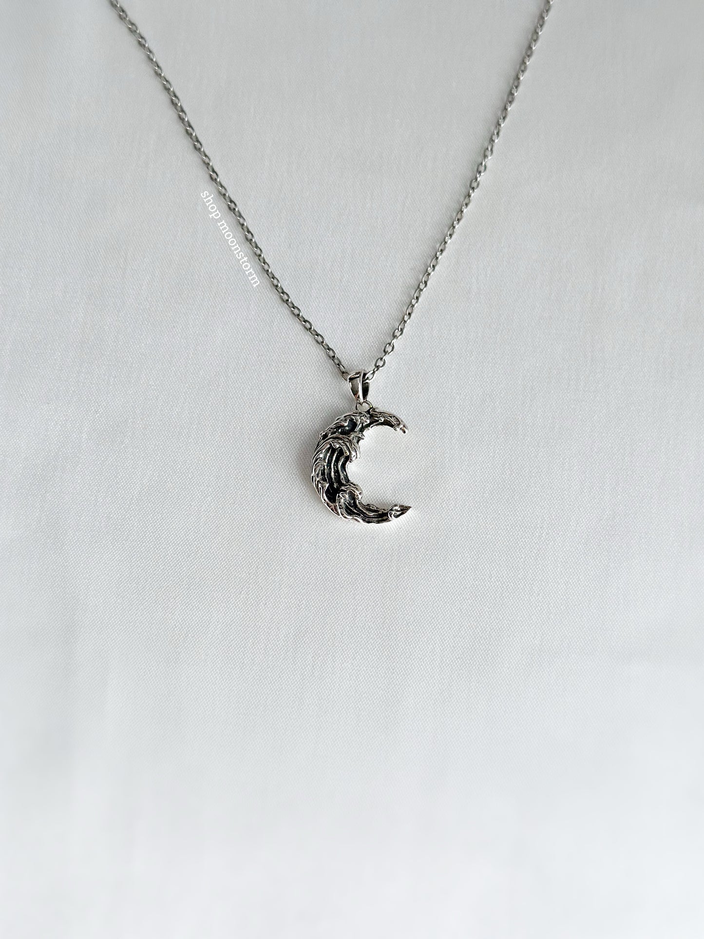 Moon & Ocean Waves Necklace