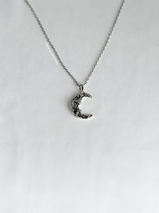 Moon & Ocean Waves Necklace