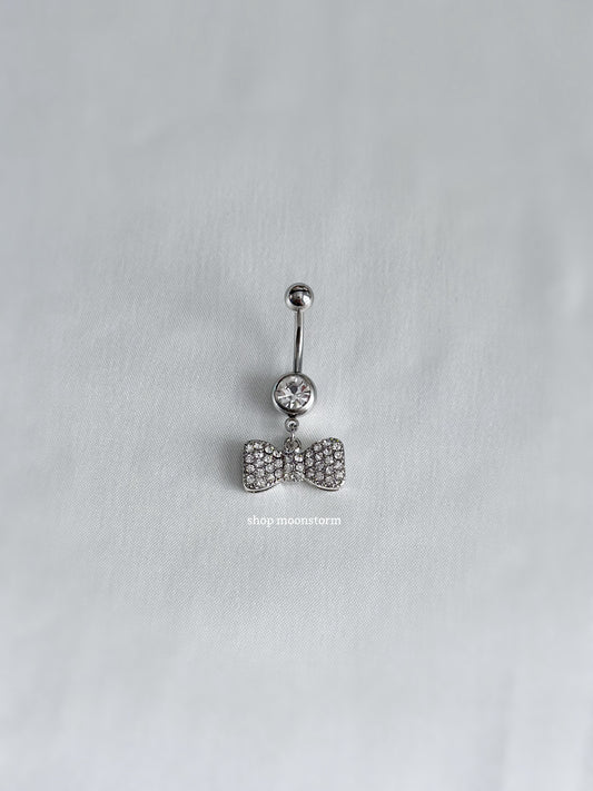 CZ Silver Bow Belly Ring