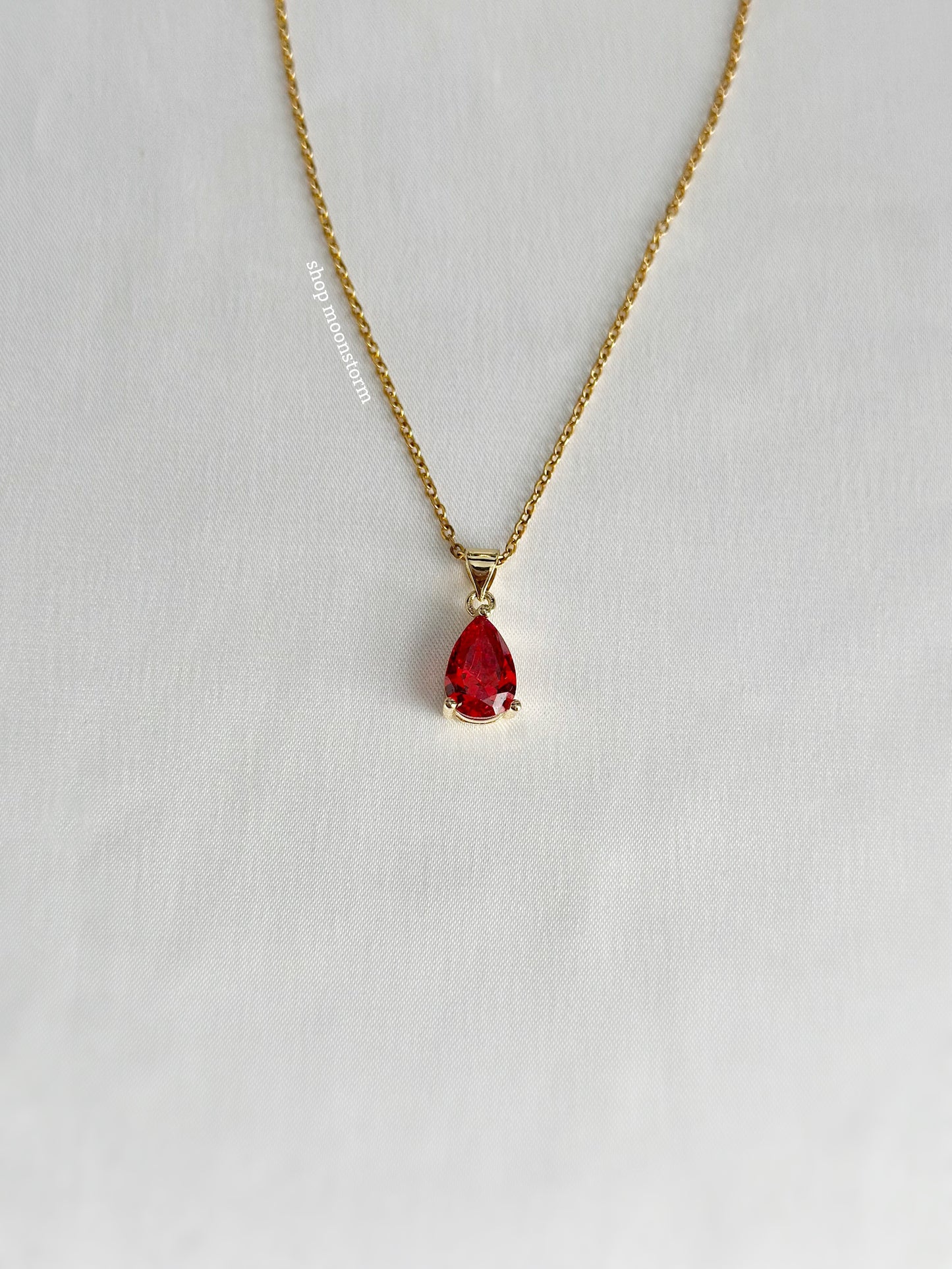 Red Teardrop Crystal Necklace