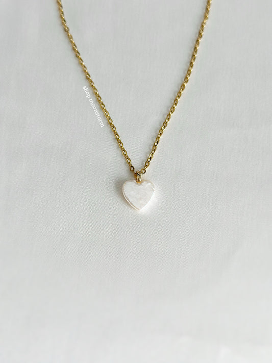 Gold Freshwater Pearl Heart Necklace